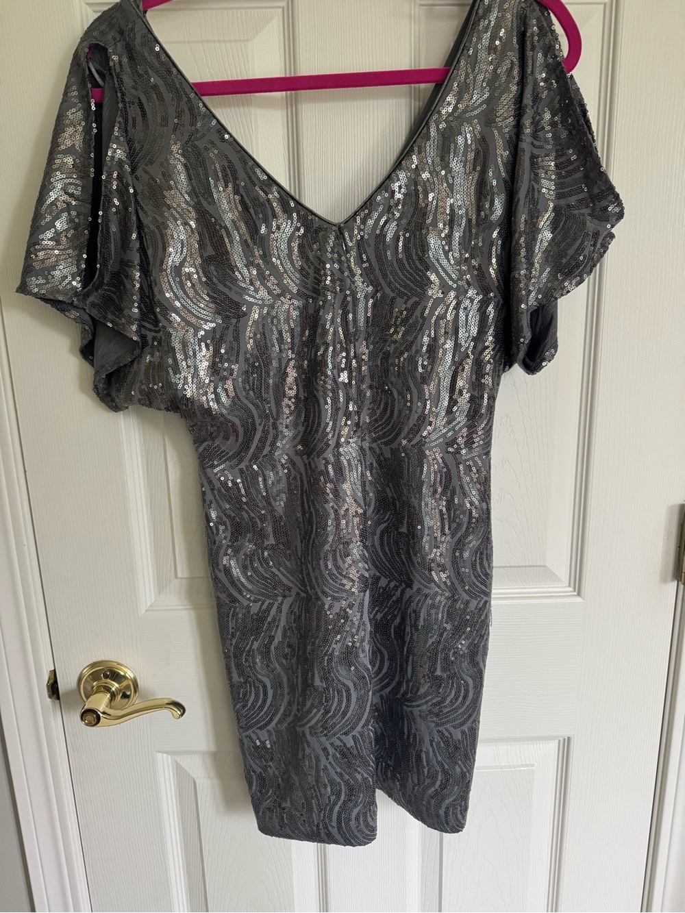Silver sequin cocktail dress